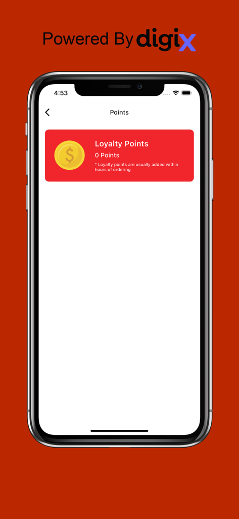 City Crepe - City Crepe 모바일 앱 로열티 포인트 화면으로 iPhone에 0포인트 잔액 표시