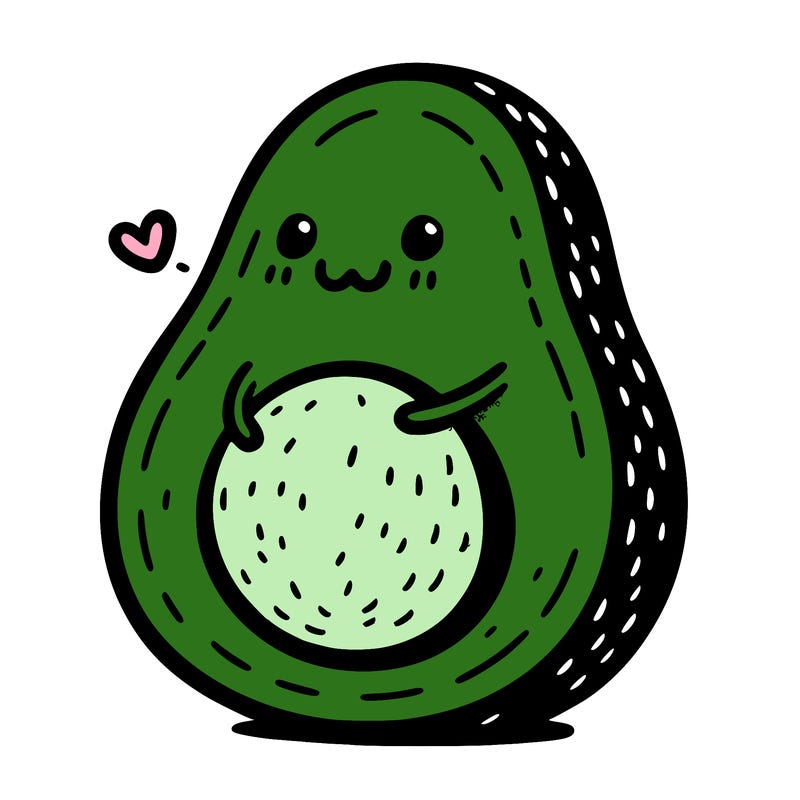 an avocado hugging an avocado