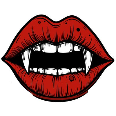 lips with vampire teeth