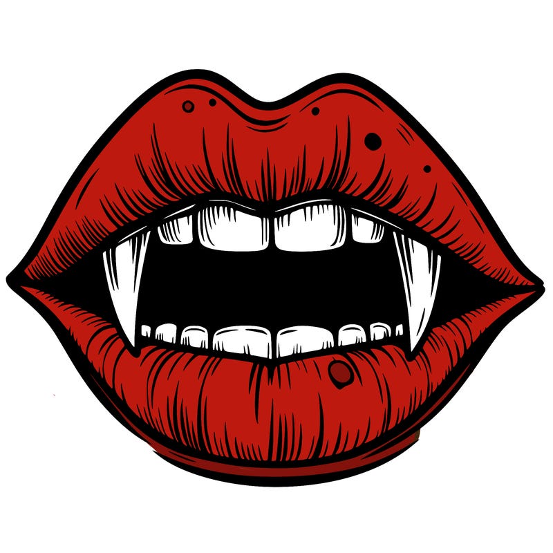 lips with vampire teeth