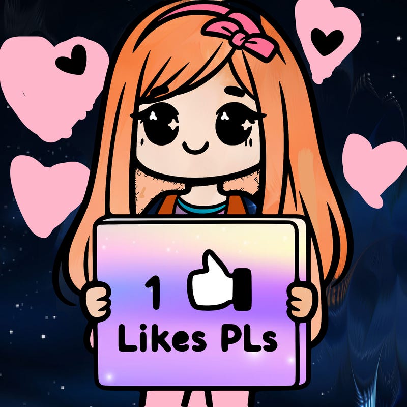 girl holding a sign saying 10 likes pls