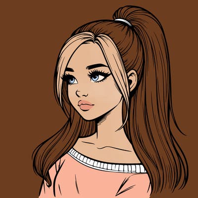 realistic girl with a high ponytail