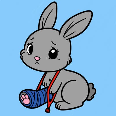 a bunny who has a broken leg