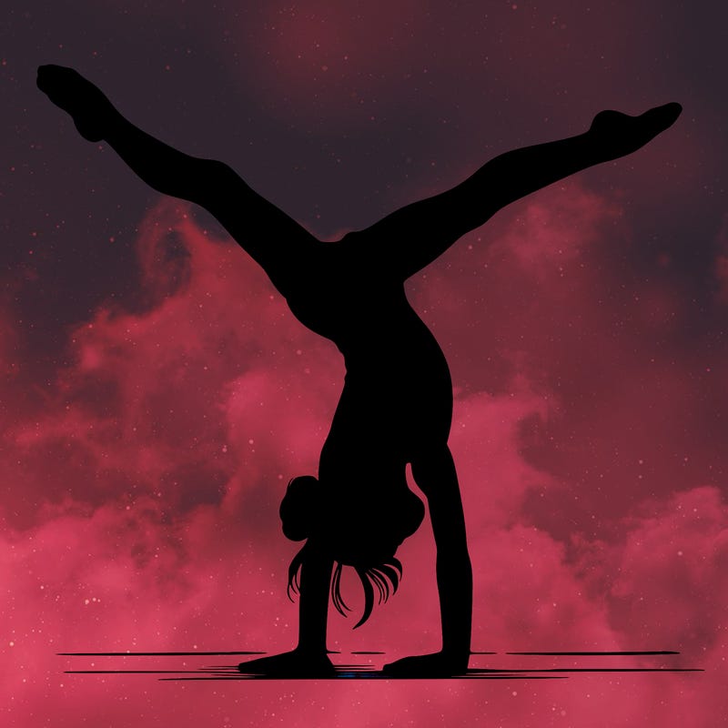 realistic gymnastic hand stand girl in four splits