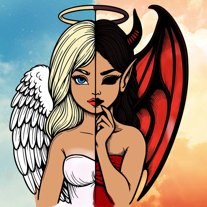 realistic angel half demon