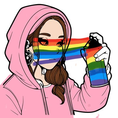 a realistic girl, spray painting