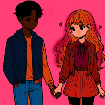 teen couple holding hands