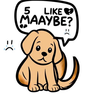 a puppy that says 5 like maybe