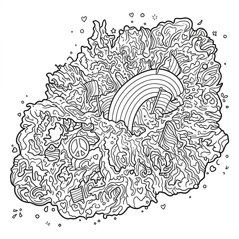 Embark on an interstellar journey of color with this extraordinary Crab Nebula coloring page, beautifully blended with the spirit of Pride Month. Discover a vibrant canvas where cosmic wonder meets symbols of love and acceptance, inviting you to express your creativity.