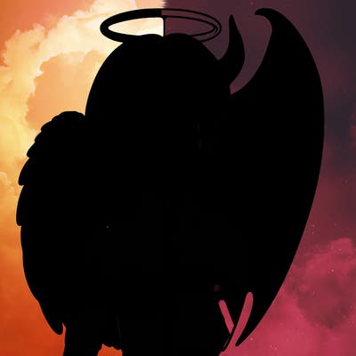 realistic angel half demon