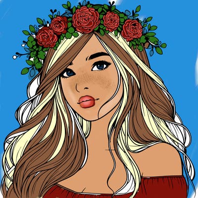 realistic girl with flower crown