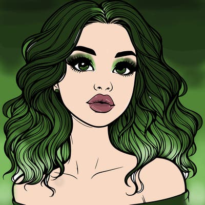 realistic girl with wavy hair and lips