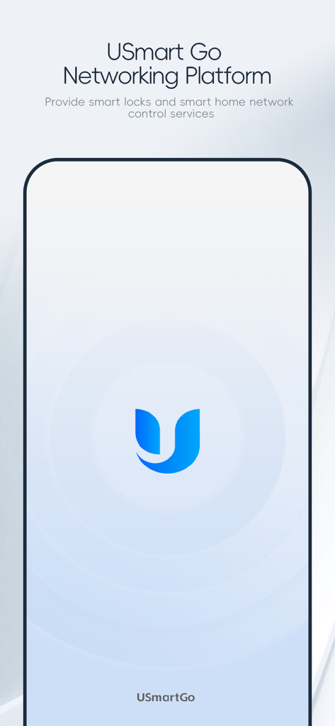 USmart Go - Schermata introduttiva della piattaforma di rete USmart Go che mostra il logo dell'app e la descrizione dei servizi di controllo della smart home