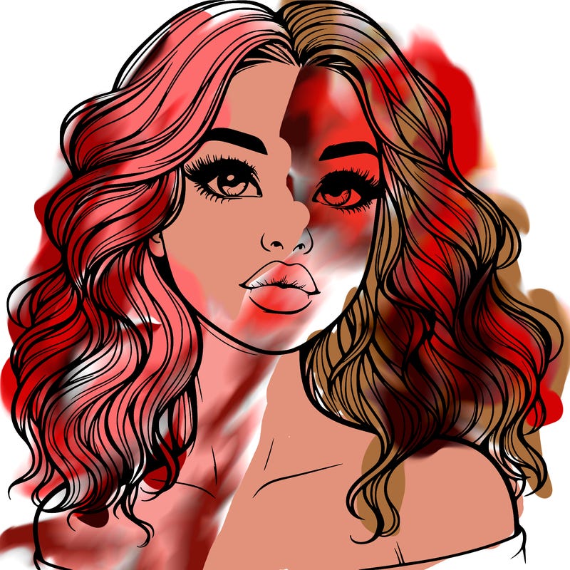 realistic girl with wavy hair and lips