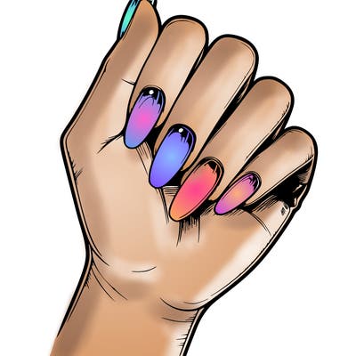 realistic hand with gel nails