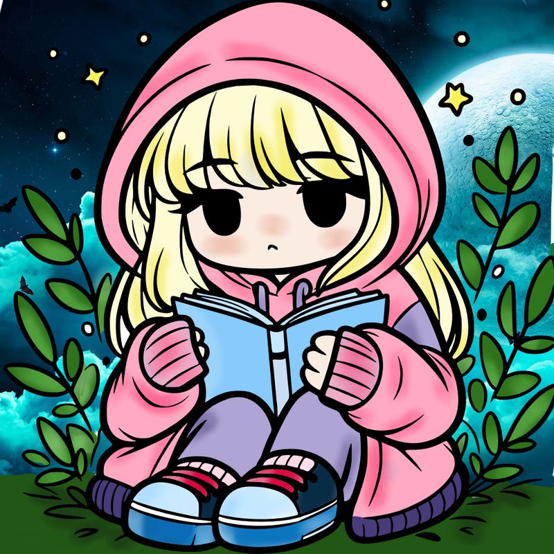 girl in oversized hoodie reading a book
