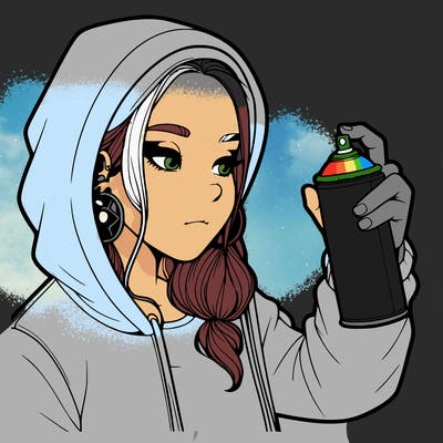 a realistic girl, spray painting