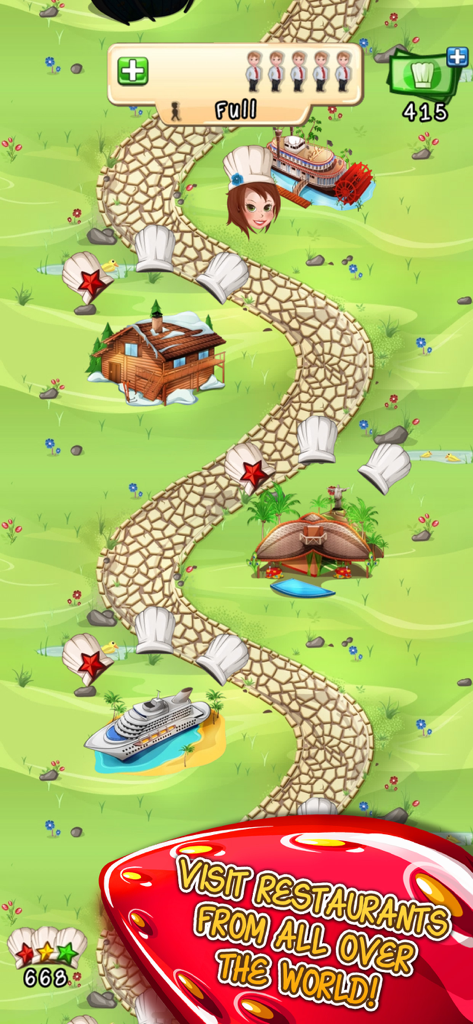 Tasty Tale - Tasty Tale level progression map with various restaurant locations