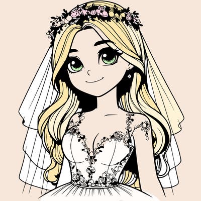 realistic girl in a wedding dress