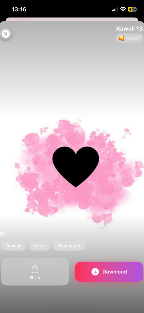 Cute Girly Wallpaper 4k - Black heart on a pink watercolor splash wallpaper in the Cute Girly Wallpaper app