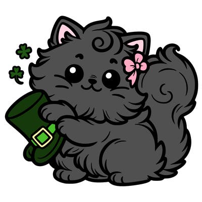 fluffy cat saint patricks day