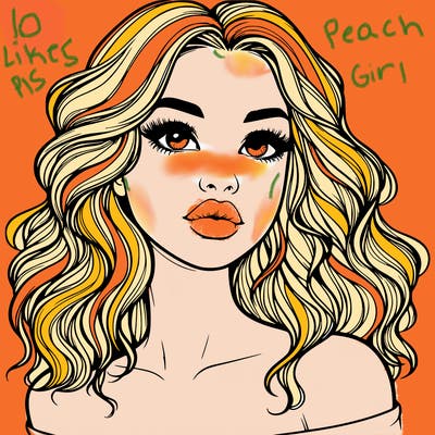 realistic girl with wavy hair and lips