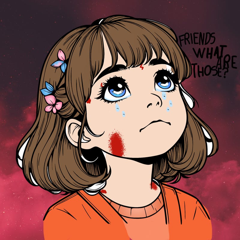 realistic girl looking up