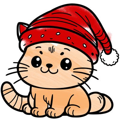 cute cat wearing a santa hat