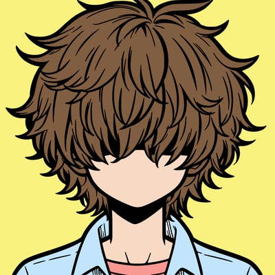 manga boy fluffy hair covering his eyes
