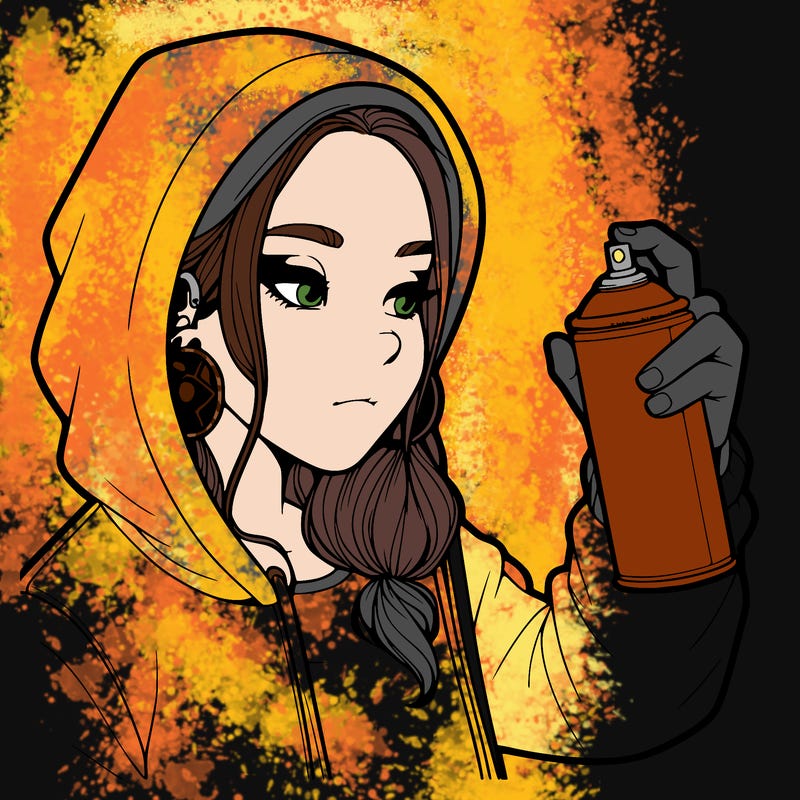 a realistic girl, spray painting