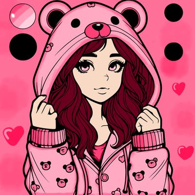 realistic girl in a animal pjs hoodie