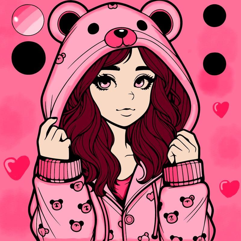 realistic girl in a animal pjs hoodie