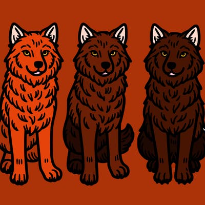 three identical wolves