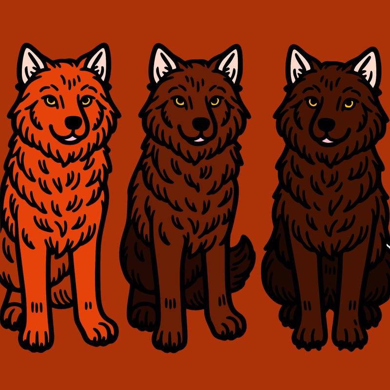 three identical wolves