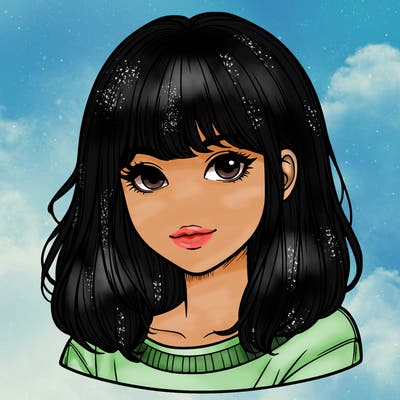 realistic girl with bangs and side hair
