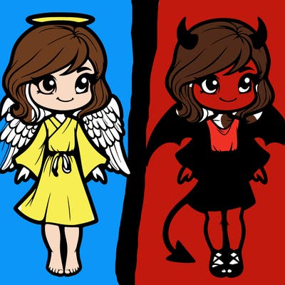 pretty realistic angel and devil