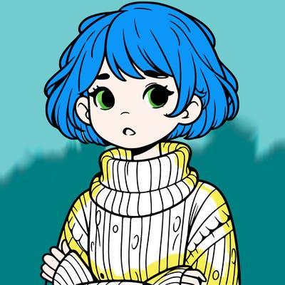 girl in sweater, short hair, and freckles