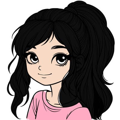 realistic girl with ponytail