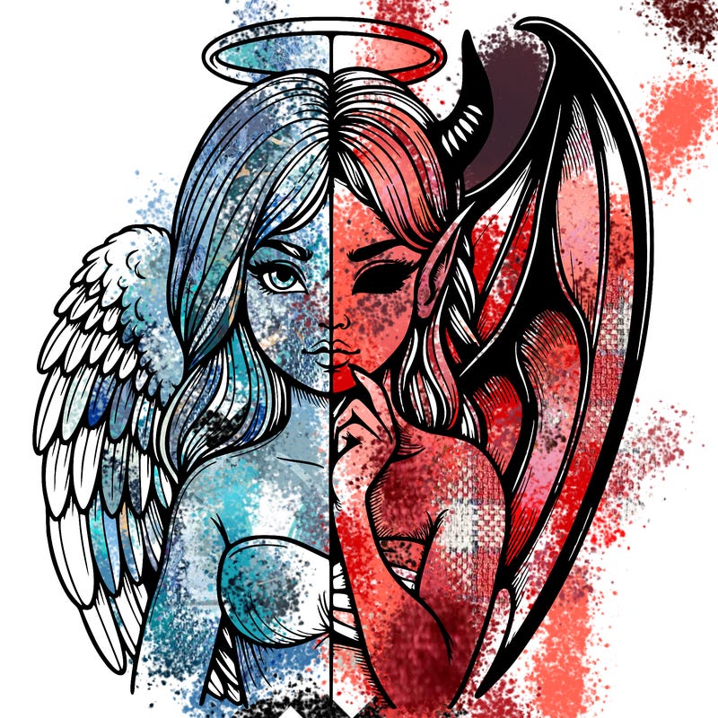 realistic angel half demon