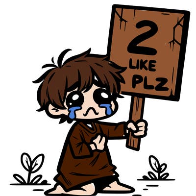 small poor toddler crying with sign that says 2 like plz