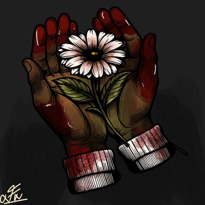 realistic hands with a flower in them