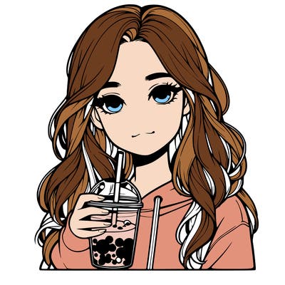 realistic teen girl with boba
