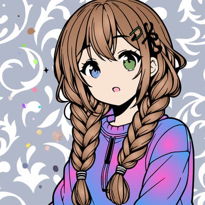 anime woman with braids