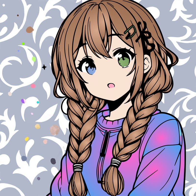 anime woman with braids