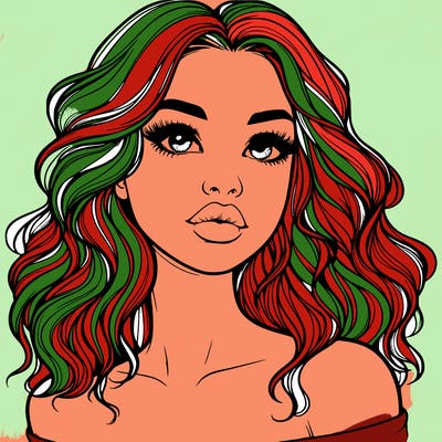 realistic girl with wavy hair and lips