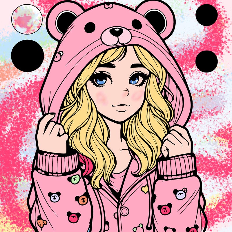 realistic girl in a animal pjs hoodie