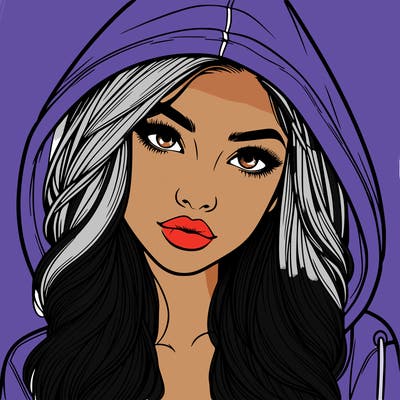 realistic beautiful girl with a hood on