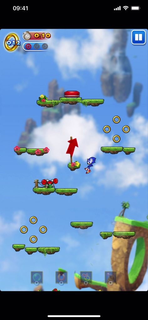 Sonic Jump™ - Sonic springt auf schwebenden Plattformen im Himmel