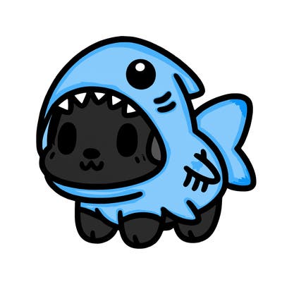 cute dog wearing a shark costume