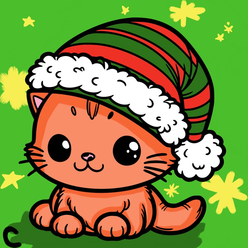 kitten in a santa hat